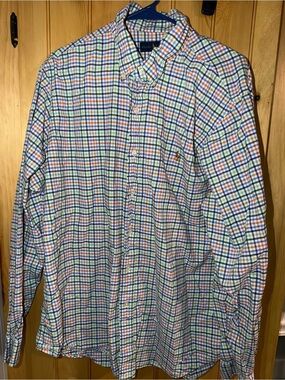 Ralph Lauren Orange, Blue & Green Plaid Button-Down Shirt - Men's Size XXL